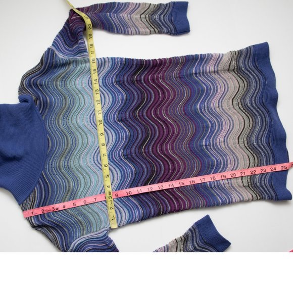 M Missoni Wavy Sweater Knit Dégradé Pattern Italian Metallic Blue Purple 4 - Picture 7 of 8